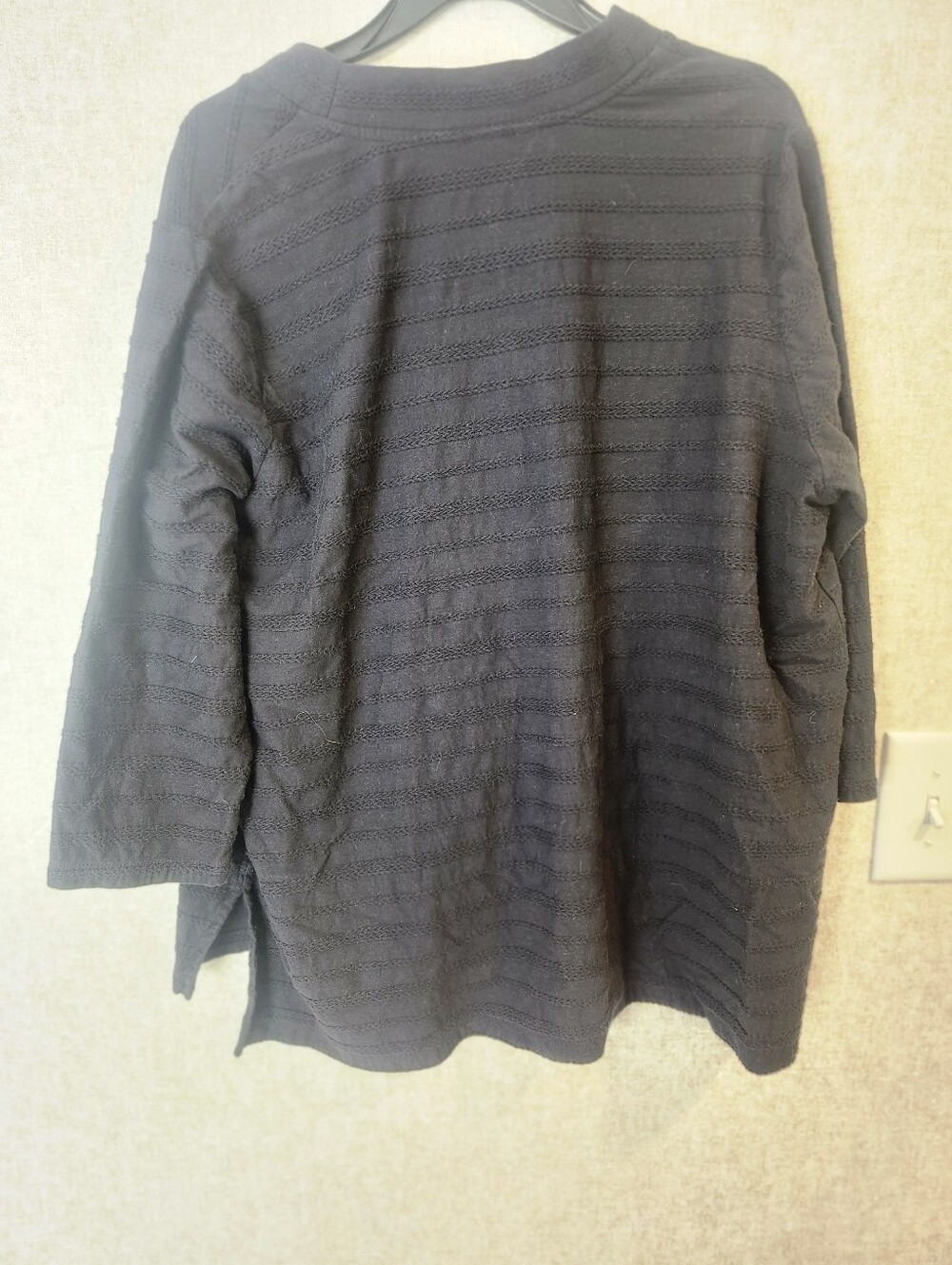 Lands' End Black Textured 100% Cotton V-Neck Tunic Top Plus Size 2X (20W-22W) Co - Picture 6 of 6